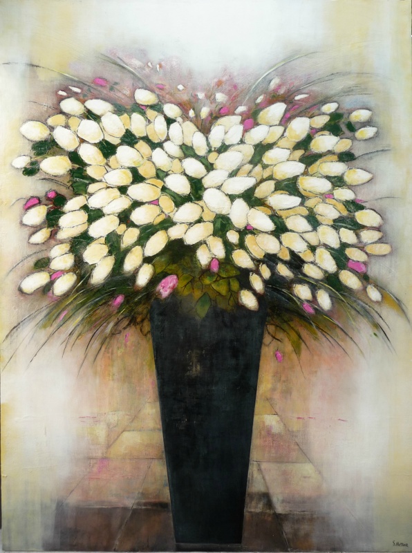 Composition Florale 3 - Acrylique sur toile - 130x97 cm