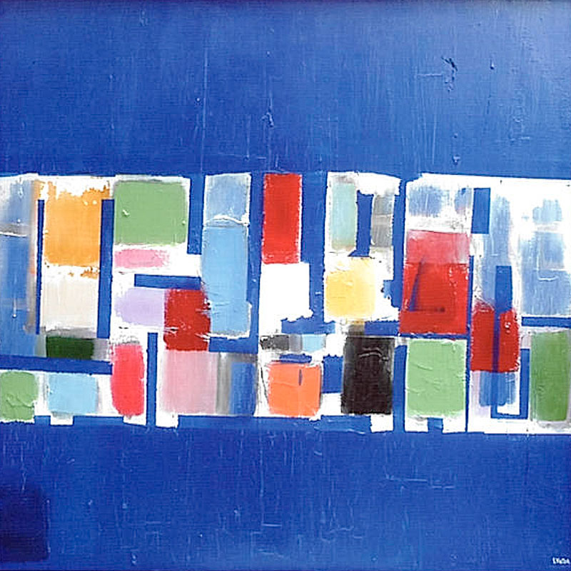 Composition sur fond bleu Majorelle - Acrylique sur toile