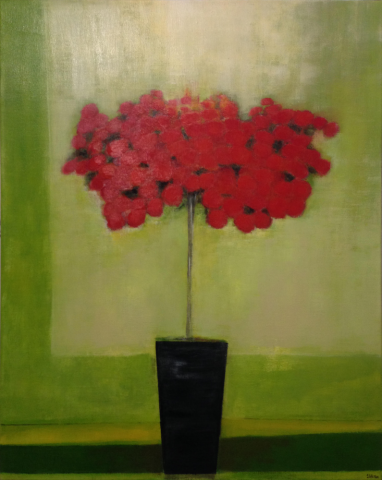 Azalée rouge - Acrylique sur toile - 80x100 cm