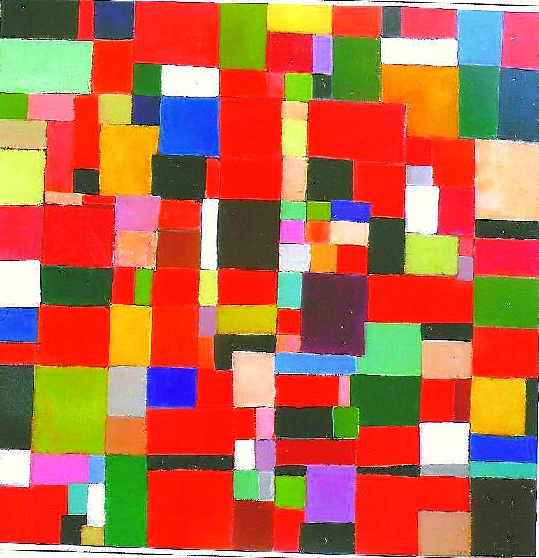 Composition rouge - Acrylique sur toile - 100x100 cm