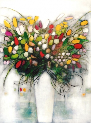 Le Bouquet de fleurs - Acrylique sur toile - 130x97 cm